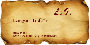 Langer Irén névjegykártya